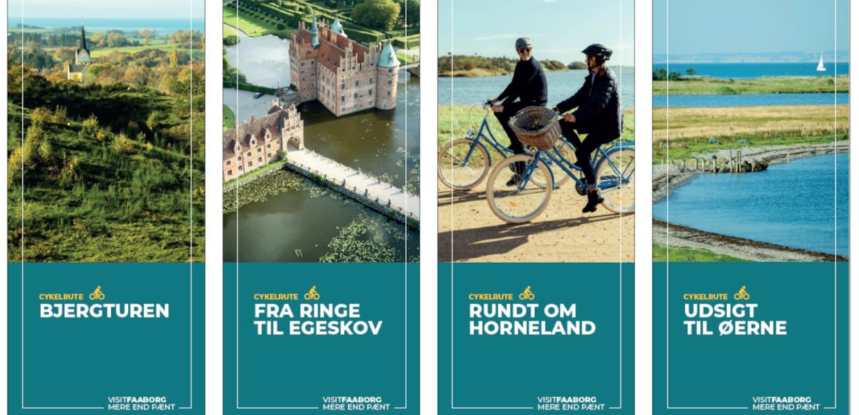 Die Titelseite für vier Fahrradroutenvorschläge auf Süd- und Zentralfünen | VisitFaaborg