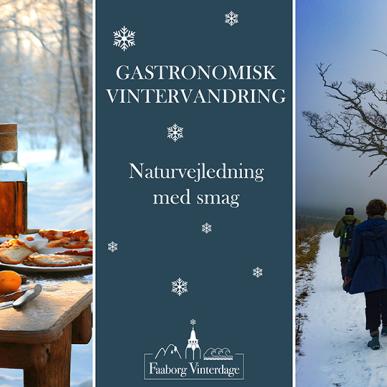 Collage illustrerer event gastronomisk vintervandring under Faaborg Vinterdage