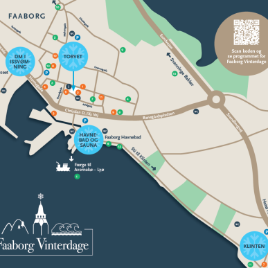 Bykort med placering af arrangementssteder under Faaborg Vinterdage 2024